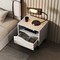 White Engineered Wood Nightstand with 3D Wavy Drawer, Open Shelf and Tapered Legs